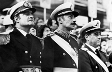 Photograph of Admiral Emilio Eduardo Massera, General Jorge Rafael Videla and Brigadier Ramón Agosti.
